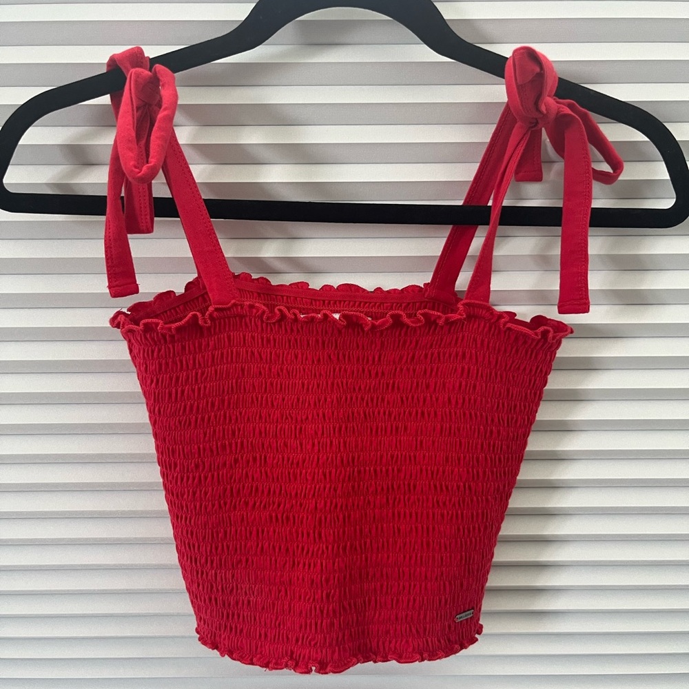 Red Smocked Women's Tank Top